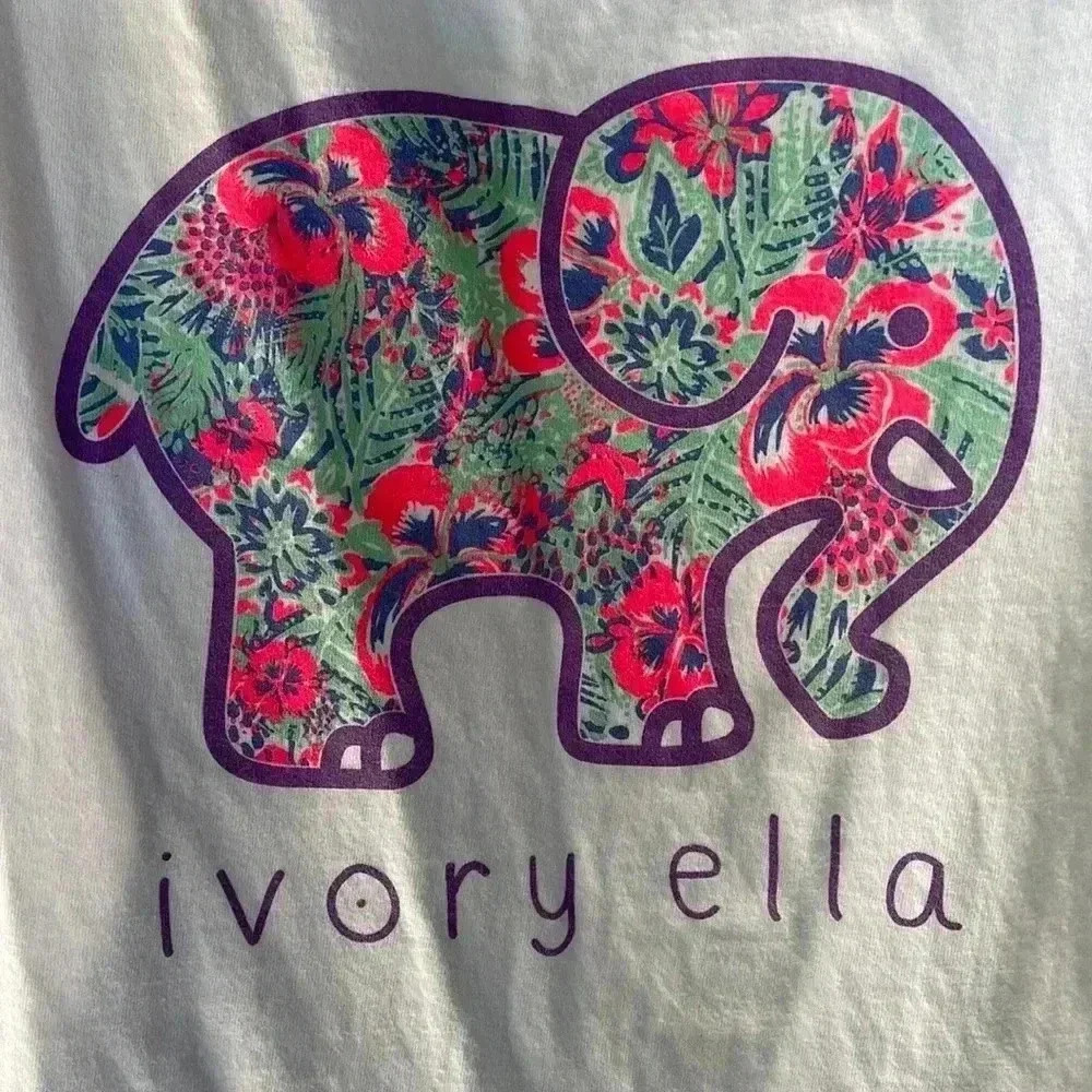 ‼️EUC: 100% Cotton Ivory Ella Elephant White Pocket Tank Top - S - Picture 2 of 5
